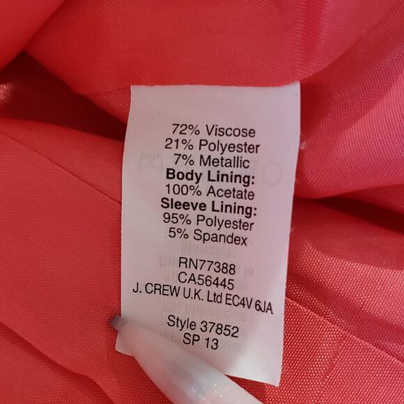 J Crew Schoolboy Blazer Women's 0 Peach Coral 2 Button Closure Lined - Picture 13 of 15